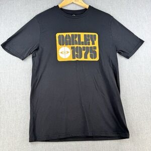Oakley T Shirt Mens Small Black Graphic Logo Regular Fit Casual Streetwear